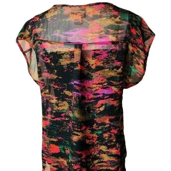 Belle Du Jour Multi Color Chiffon Top Size M - Picture 2 of 6